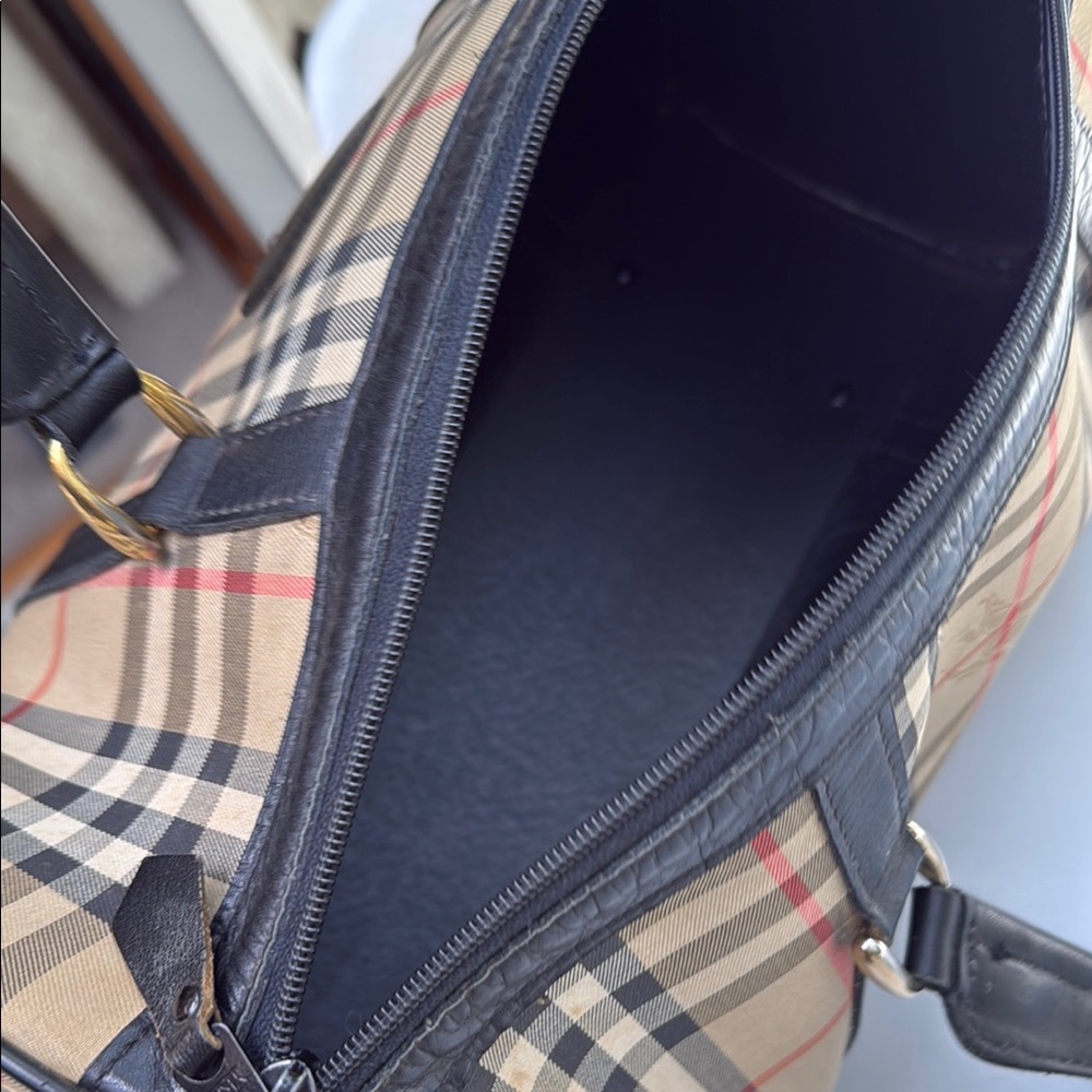 Authentic Burberry Horse Nova Check Leather & Canvas Large Boston Bag - Picture 13 of 15